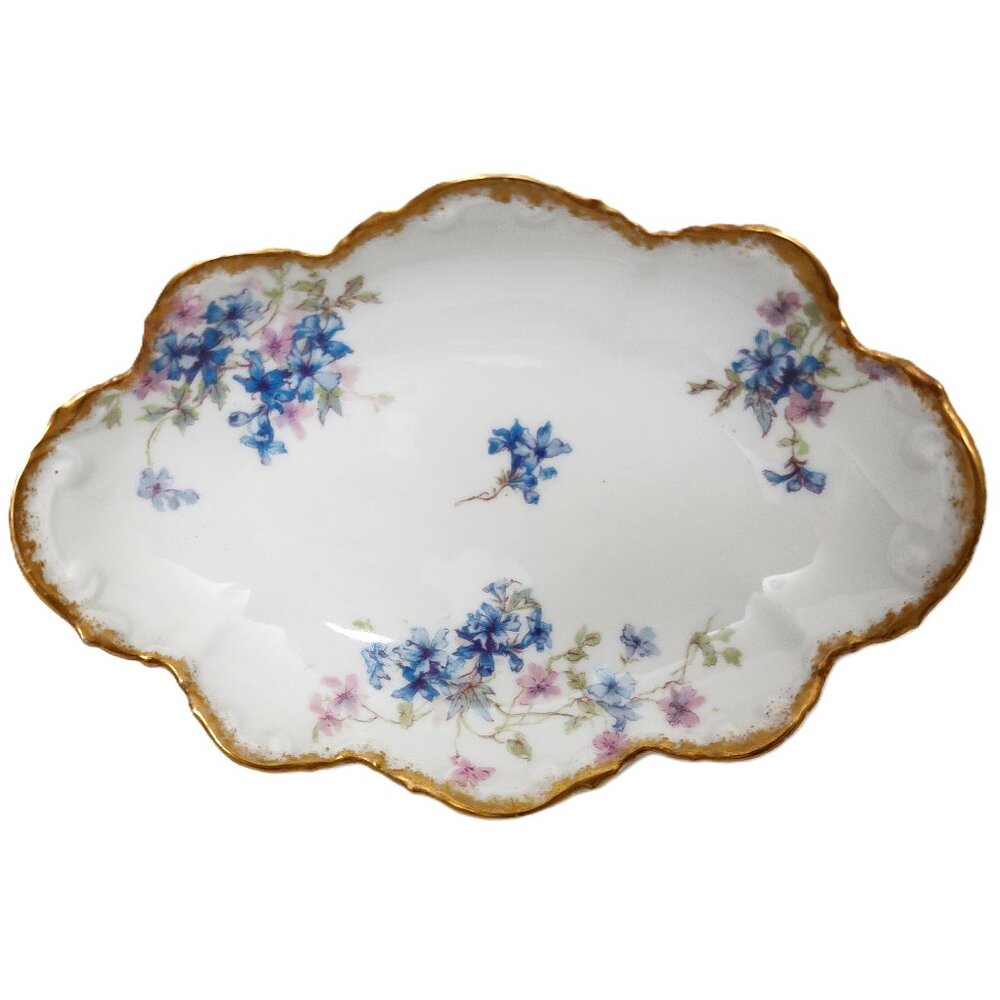 Antique CH Field Haviland Limoges GDA France Blue&Purple Scallop S Serving Dish - Picture 2 of 7